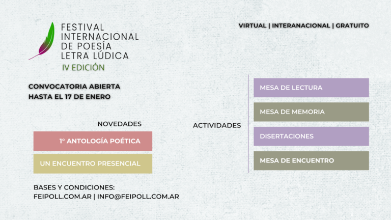 Abre la convocatoria para la 4ta Edición del Festival Internacional de Poesía Letra Lúdica 2024